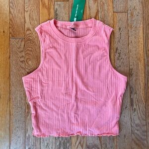 Pink Sleeveless Ribbed Top